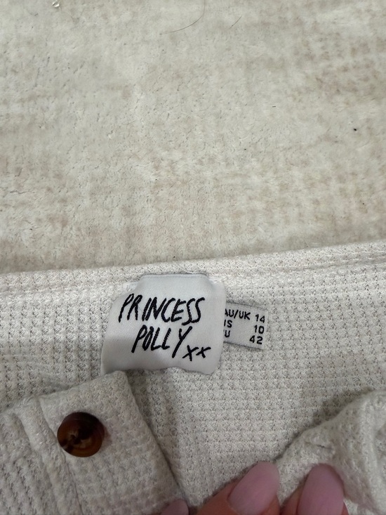 Princess Polly Cream Waffle Knit Henley Top - Picture 2 of 2